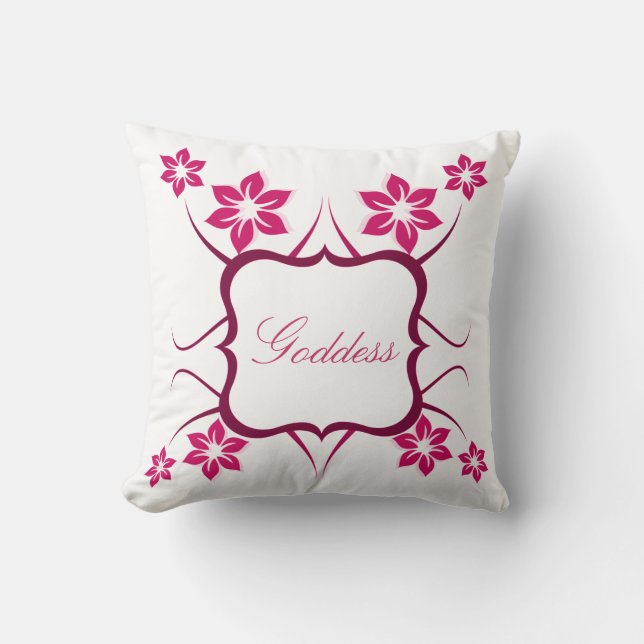 Floral Goddess Pillow, Roze Kussen (Voorkant)