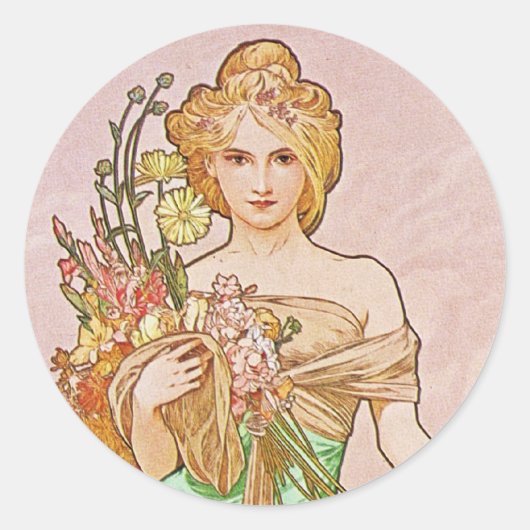 Floral Goddess Ronde Sticker (Voorkant)