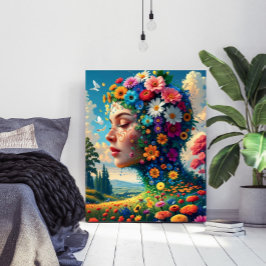 Floral Goddess Surreal Art Poster