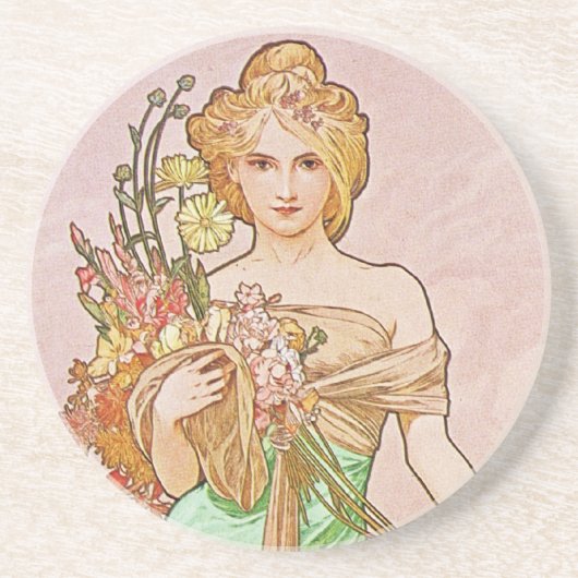 Floral Goddess Zandsteen Onderzetter (Voorkant)