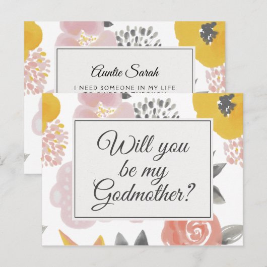  Floral Godmoeder Voorstel Kaart (Voorkant / Achterkant)