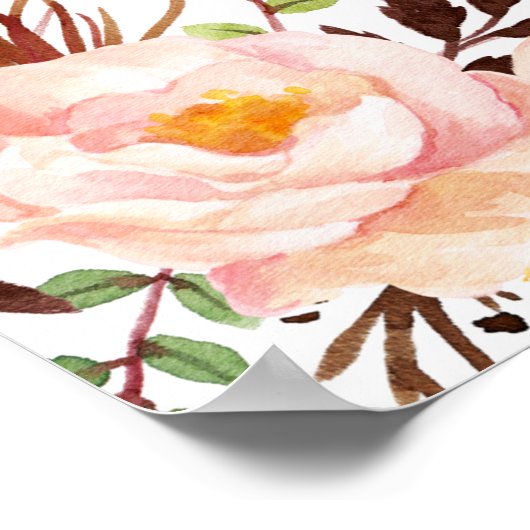 Floral Gold | 20+ Tables Wedding Seating Chart Poster (Hoek)