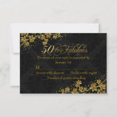 Floral Gold 50 & Fabulous Birthday RSVP (Voorkant)