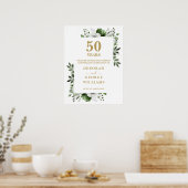 Floral Gold 50e bruiloft Jubileum Welkomstbord Poster (Keuken)
