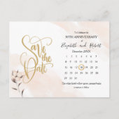 Floral Gold 50e Jubileum Save The Date Aankondigingskaart (Voorkant)