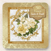 Floral Gold 50th Wedding Jubileum Onderzetter (Voorkant)