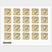 Floral Gold 50th Wedding Jubileum Vierkante Sticker (Vel)