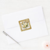 Floral Gold 50th Wedding Jubileum Vierkante Sticker (Envelop)