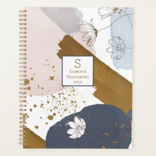 Floral Gold Abstracte penseelstreken | 2026 Planner (Voorkant)