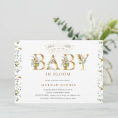 floral gold baby in bloom - doucheuitnodiging (Staand voorkant)