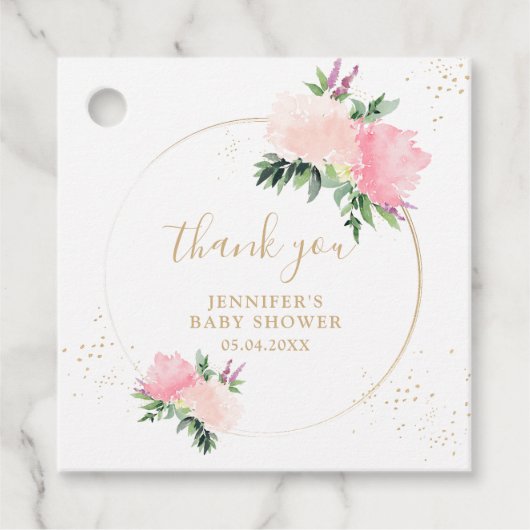 Floral Gold Baby shower Bedankjes Labels (Voorkant)