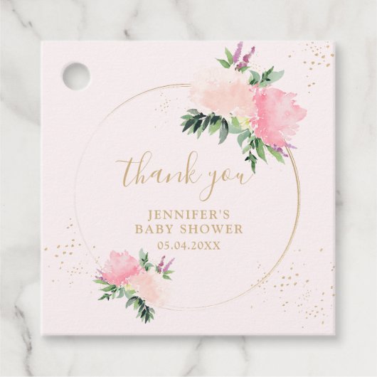 Floral Gold Baby shower Bedankjes Labels (Voorkant)
