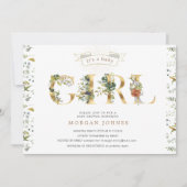 floral gold baby shower is een meisjesuitnodiging (Voorkant)