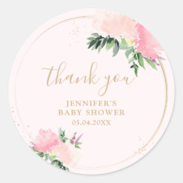 Floral Gold Baby shower Ronde Sticker