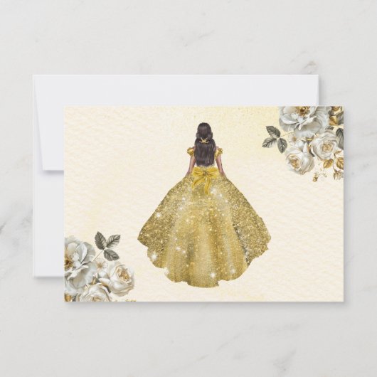 Floral Gold Bewaar de datum Verjaardag Quinceanera Save The Date (Achterkant)