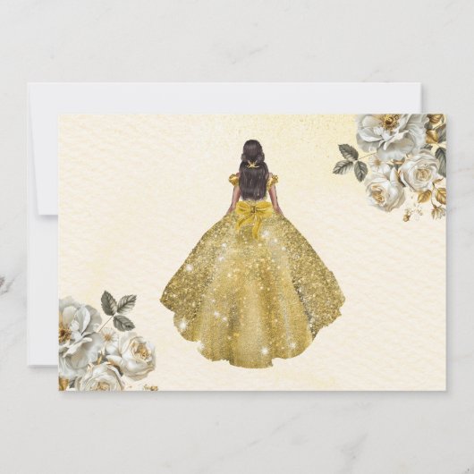 Floral Gold Bewaar de datum Verjaardag Quinceanera Save The Date (Achterkant)
