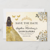 Floral Gold Bewaar de datum Verjaardag Quinceanera Save The Date (Voorkant)