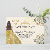Floral Gold Bewaar de datum Verjaardag Quinceanera Save The Date (Staand voorkant)