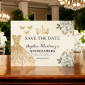 Floral Gold Bewaar de datum Verjaardag Quinceanera Save The Date
