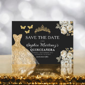 Floral Gold Bewaar de datum Verjaardag Quinceanera Save The Date