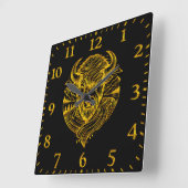 Floral Gold Bison Head Decor Vierkante Klok (Hoek)