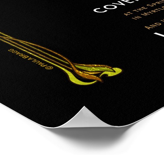 Floral Gold Black Alternative Wedding Certificate Poster (Hoek)