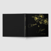 Floral Gold Black Christmas Wedding Gastenboek (Volledig)