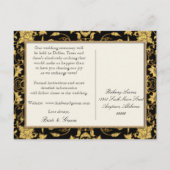 Floral Gold Black Formal Wedding Save the Date Aankondigingskaart (Achterkant)
