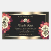 Floral Gold Black Product Labels Red Cream Rozen (Voorkant)