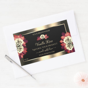 Floral Gold Black Product Labels Red Cream Rozen