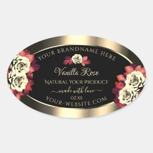 Floral Gold Black Product Labels Red Cream Rozen