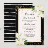 Floral Gold Black Stripes Brunch en bubbelige douc Kaart (Voorkant / Achterkant)