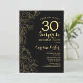 Floral Gold Black Surprise 30e verjaardag Kaart (Staand voorkant)