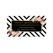  Floral Gold Black — witte strepen Etiket (Voorkant)