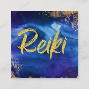 *~* Floral Gold Blue Healer Master Reiki Energy Vierkante Visitekaartje