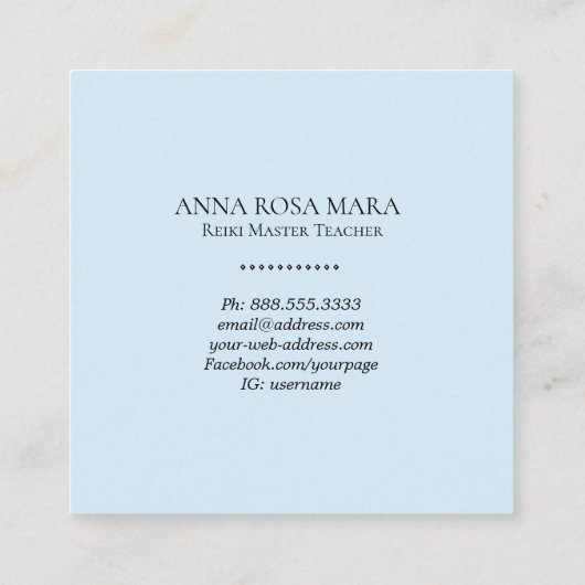 *~* Floral Gold Blue Healer Master Reiki Energy Vierkante Visitekaartje (Achterkant)