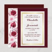 Floral Gold Blush Pink Burgundy Script Weduwschap Kaart (Voorkant / Achterkant)