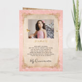 Floral Gold Blush Pink Quinceañera Foto gevouwen (Achterkant)