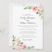 Floral Gold Blush Wedding Kaart (Voorkant)