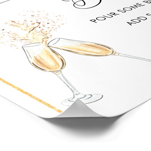 Floral Gold Boho Arch Heart Script Mimosa Bar Poster (Hoek)