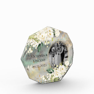 Floral Gold Botanical Cream Photo Names Wedding Fotoblokken