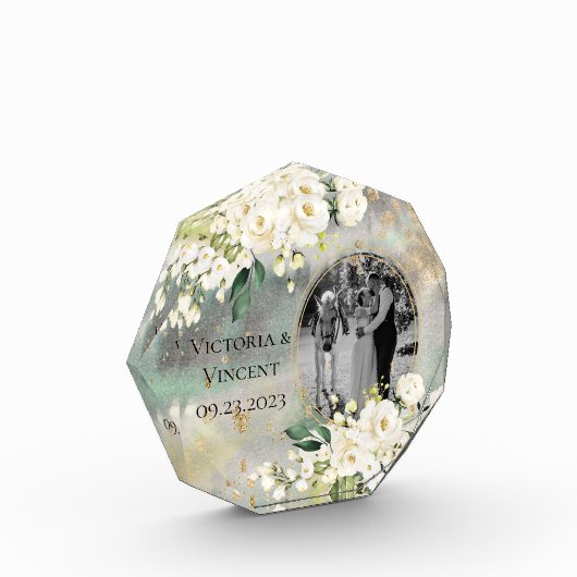 Floral Gold Botanical Cream Photo Names Wedding Fotoblokken (Links)