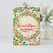 Floral Gold Bourgogne Ivory Wodland Vrijgezellenfe Kaart (Staand voorkant)