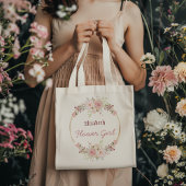 Floral Gold Bourgogne Roos Bloemenmeisje met naam Tote Bag