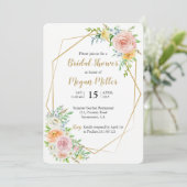 Floral Gold Bridal doucheuitnodiging Kaart (Staand voorkant)