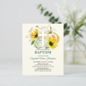 Floral & Gold/BUDGET- Baptism Invitation.  (Staand voorkant)