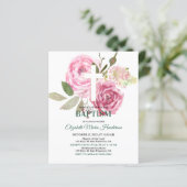 Floral & Gold/BUDGET - Girl Baptism Invitation. (Staand voorkant)