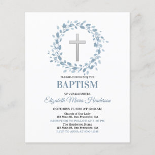 Floral & Gold/BUDGET - Girl Baptism Invitation. Flyer