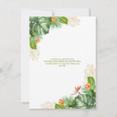 Floral Gold Budget Tropical Engagement Party Kaart (Achterkant)