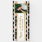 Floral Gold Butterfly elke leeftijd, jouw foto van Spandoek (Verticaal)